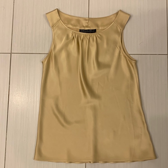 Lafayette 148 Petite Silk Charmeuse Tanks in Blue, Gold and Red - Picture 2 of 10